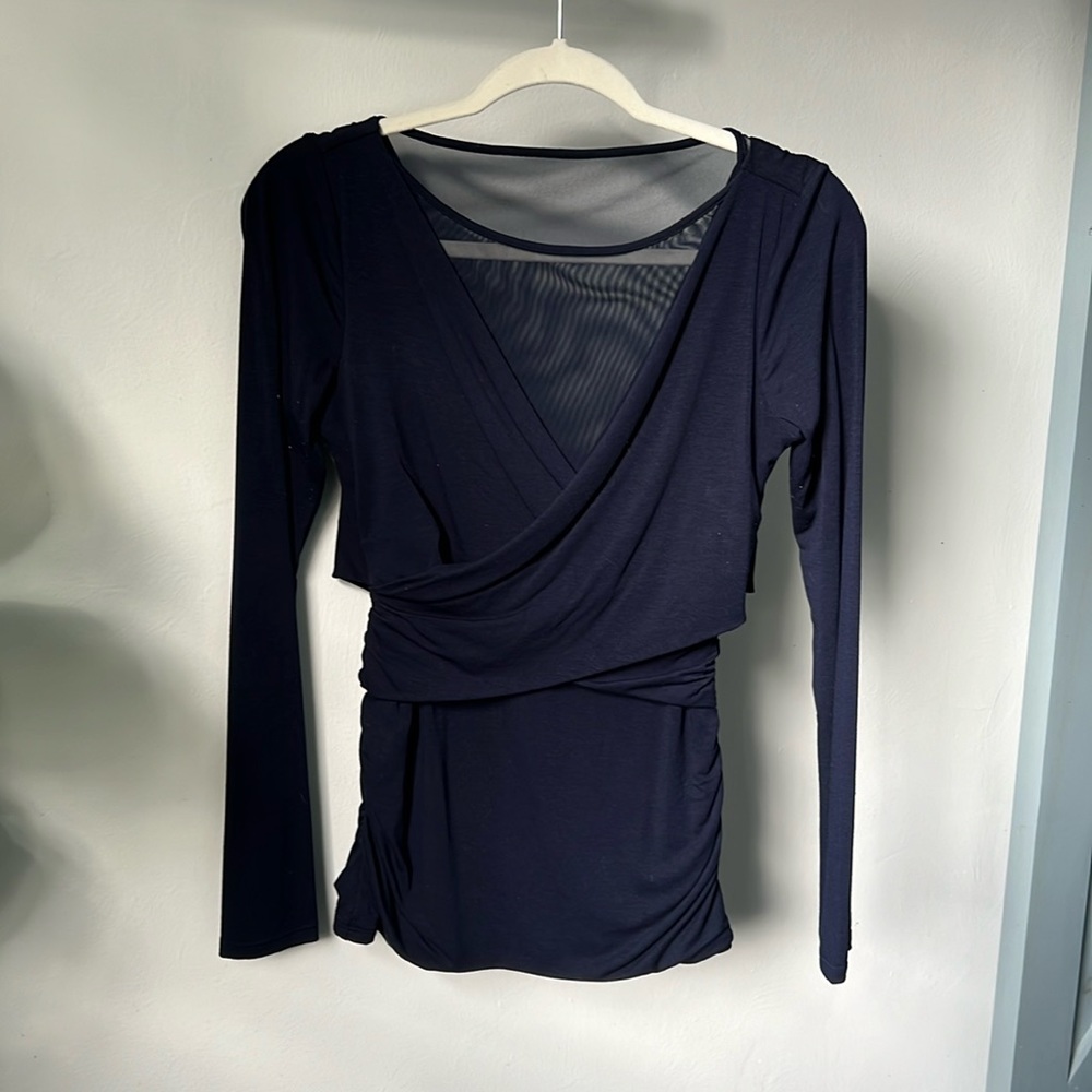 White House Black Market Navy Blue Date Night Top